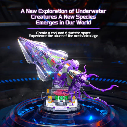 Silver Blade Mechanical Squid - LED Building Block Model
