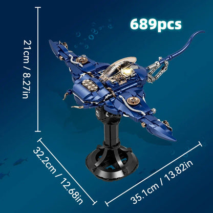 Mechanical Manta Ray - Light-Up MOC Building Blocks Set