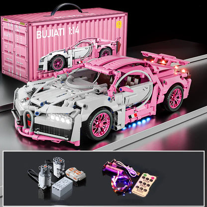 Pink RC Tech Roadster - 1:14 Scale DIY Racing Car Building Blocks