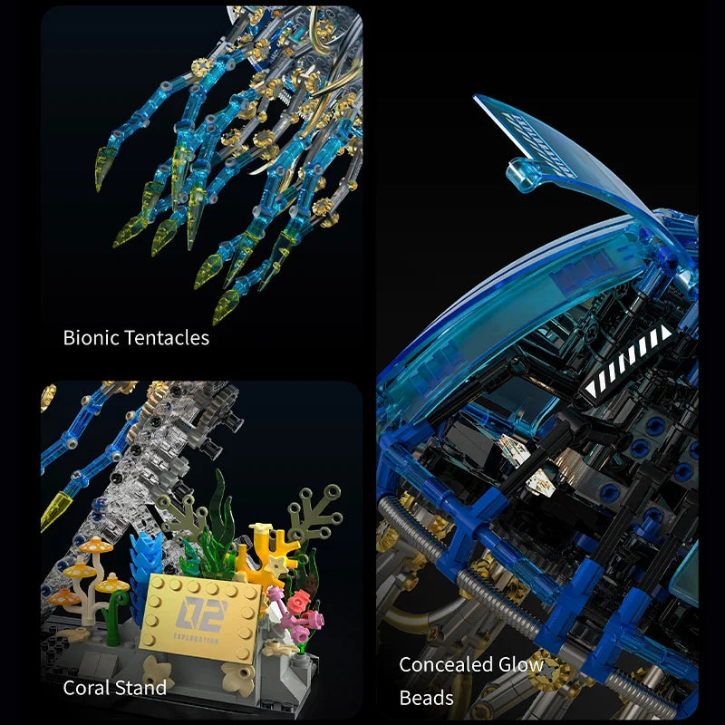 Mechanical Blue Jellyfish - Technical Biomimetic Building Block Set